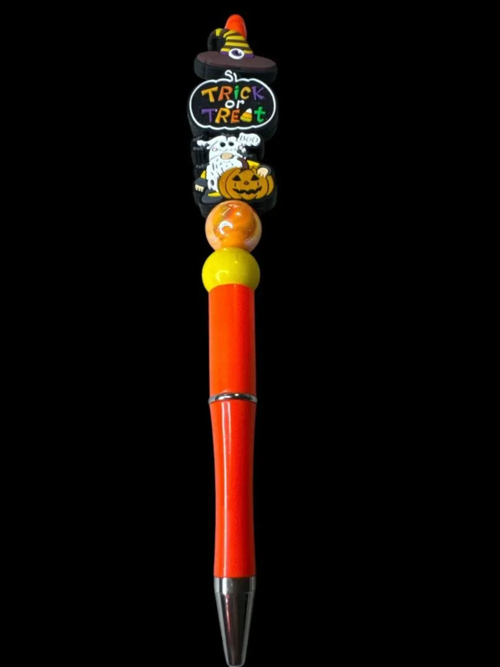 Halloween Trick-Or-Treat Ballpoint Pen With Gnome Pumpkin & Witch Hat Topper Ora